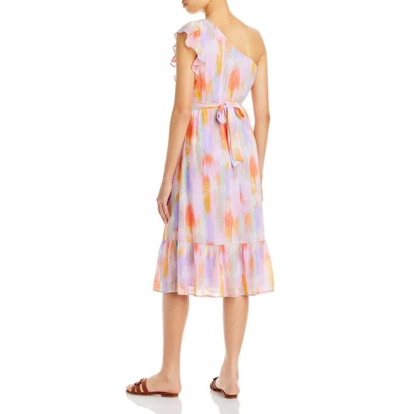 AQUA Womens One Shoulder Print Midi Dress In Pink - Picture 2 of 2